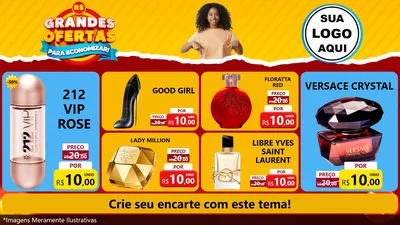 Modelo de TV para TV Horizontal com o tema Grandes Ofertas Para Economizar! para Perfumes