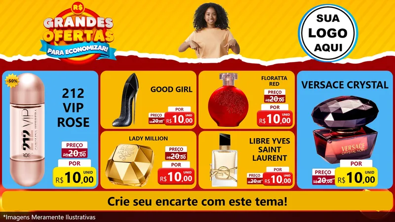 Modelo de TV para TV Horizontal com o tema Grandes Ofertas Para Economizar! para Perfumes