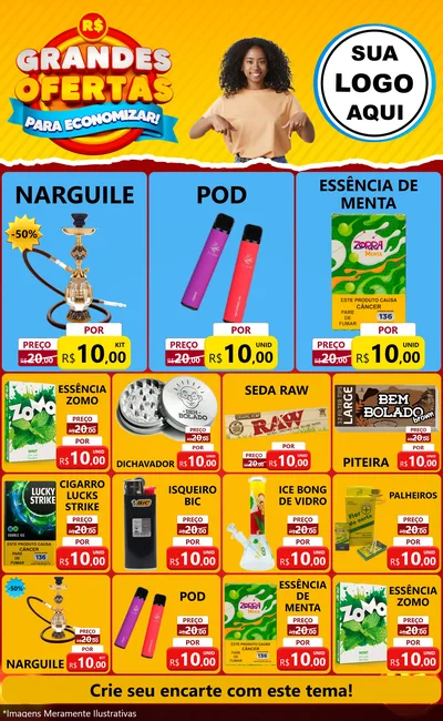 Modelo de Encarte para Encarte Grande com o tema Grandes Ofertas Para Economizar! para Tabacaria