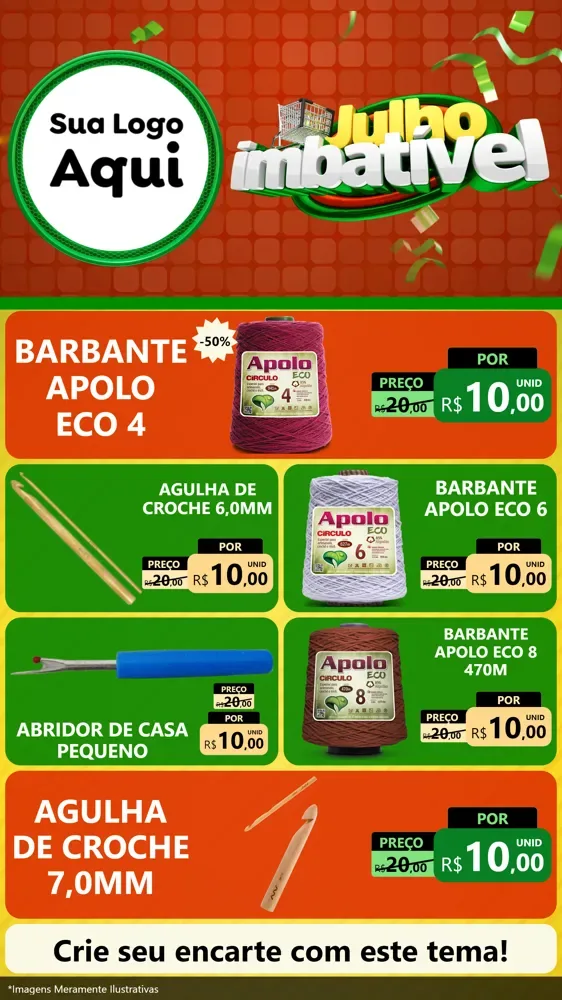 Modelo de TV para TV Vertical com o tema Julho Imbatível para Armarinho e Aviamentos