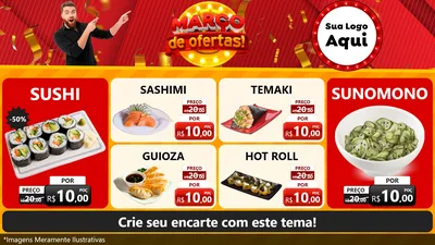 Modelo de TV para TV Horizontal com o tema Março de Ofertas! para Comida japonesa