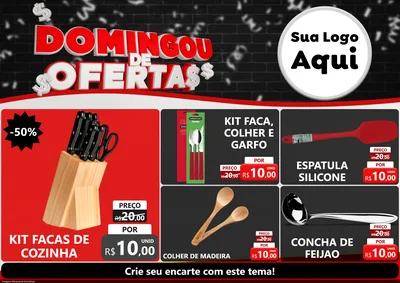 Modelo de Encarte para Encarte A4 Horizontal com o tema Domingou de Ofertas para Utilidades Domésticas