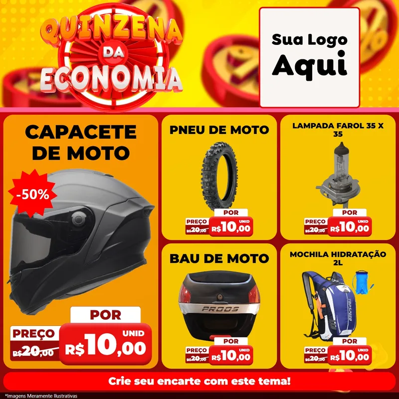 Modelo de Rede Social para Feed Facebook com o tema Quinzena Da Economia para Moto peças