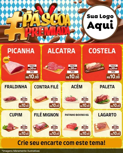 Modelo de Rede Social para Feed Instagram com o tema Páscoa Premiada para Açougue