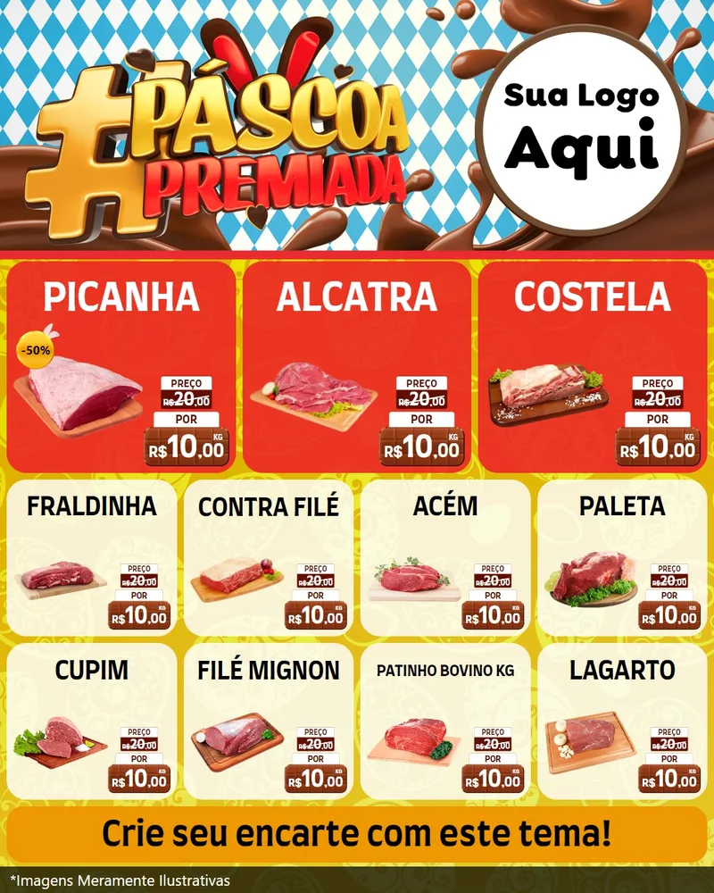 Modelo de Rede Social para Feed Instagram com o tema Páscoa Premiada para Açougue