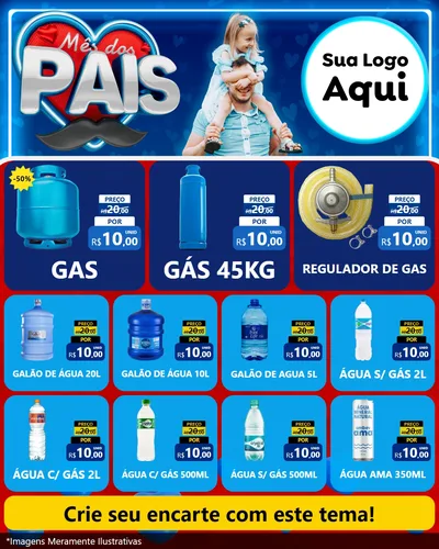 Modelo de Rede Social para Feed Instagram com o tema Mês Dos Pais para Água e gás