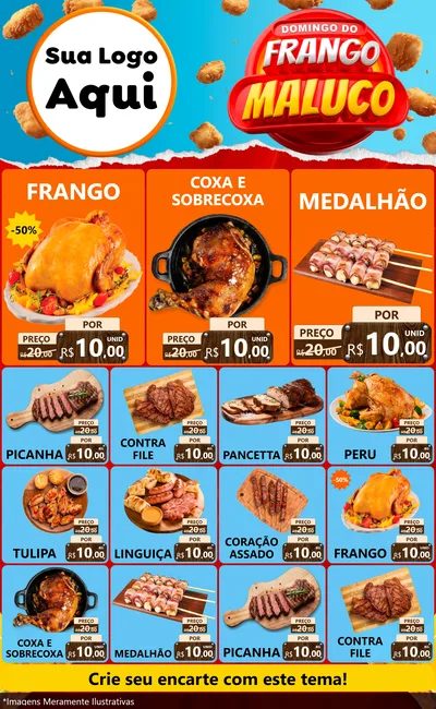 Modelo de Encarte para Encarte Grande com o tema Domingo do Frango Maluco para Assados