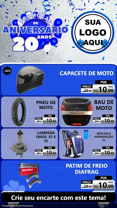 Modelo de TV para TV Vertical com o tema Promoção de Aniversário - 20 Anos para Moto peças