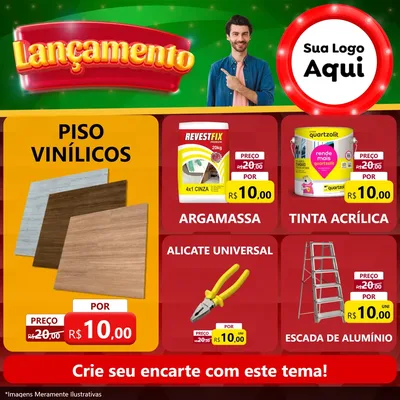 Modelo de Rede Social para Feed Facebook com o tema Lançamento para Material para Construção