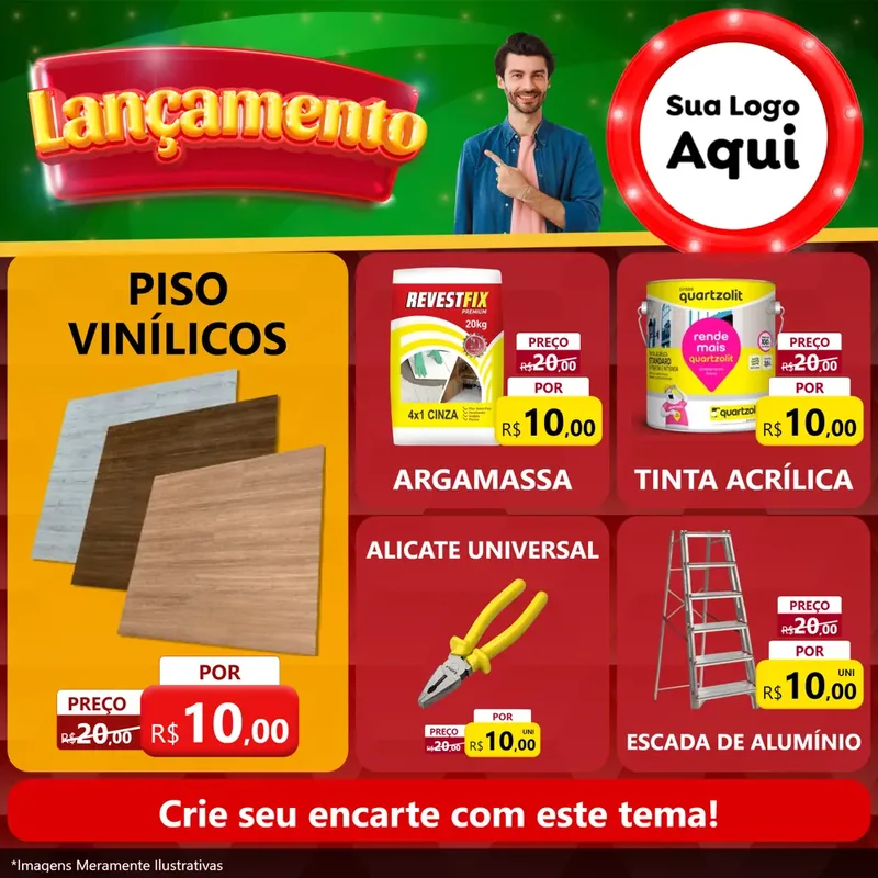 Modelo de Rede Social para Feed Facebook com o tema Lançamento para Material para Construção