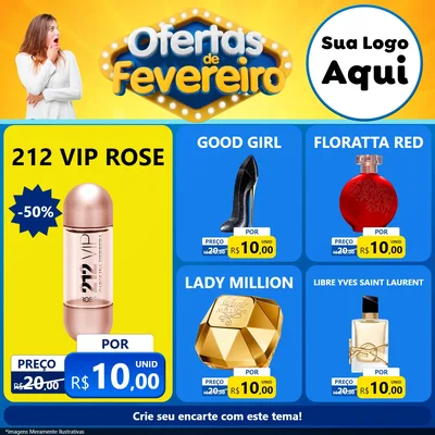 Modelo de Rede Social para Feed Facebook com o tema Ofertas de Fevereiro para Perfumes