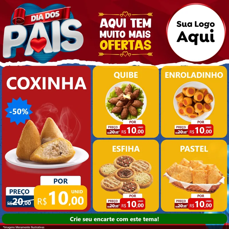 Modelo de Rede Social para Feed Facebook com o tema Dia dos Pais para Salgadaria