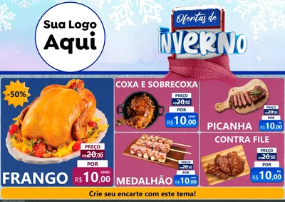 Modelo de Encarte para Encarte A4 Horizontal com o tema Ofertas de Inverno para Assados