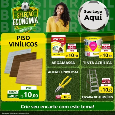 Modelo de Rede Social para Feed Facebook com o tema Seleção de Economia - Copa para Material para Construção