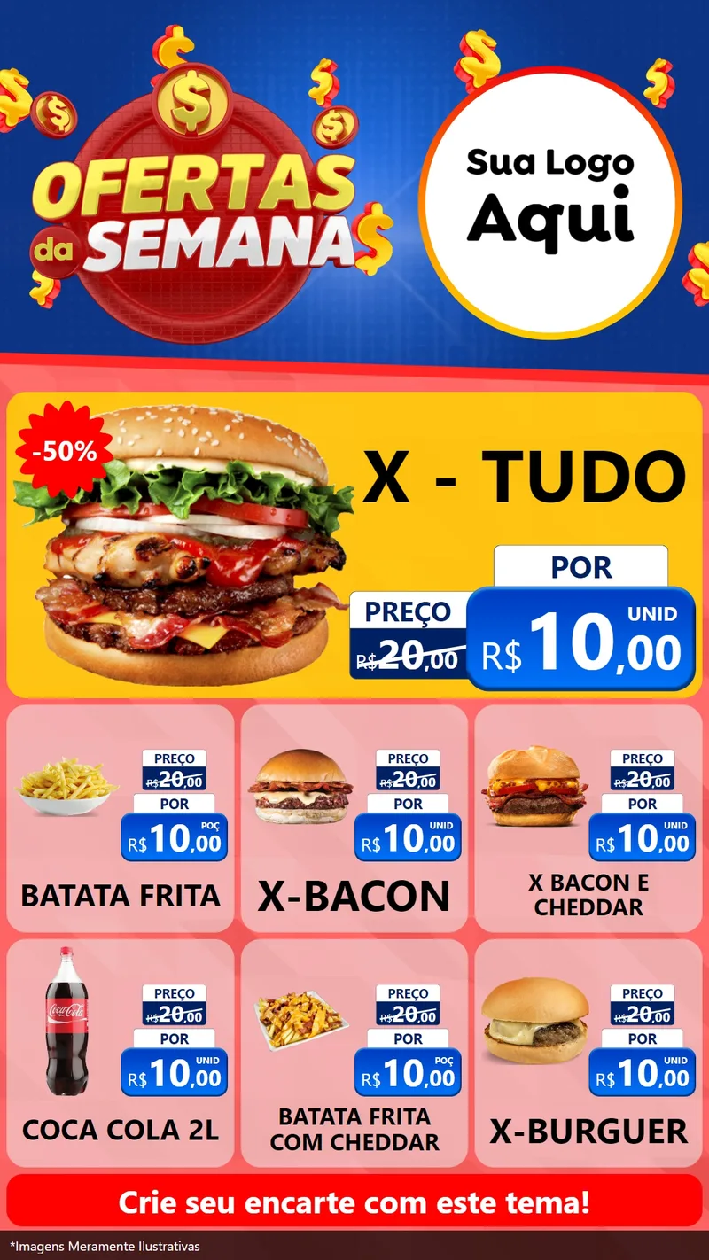 Modelo de Rede Social para Stories com o tema Ofertas Da Semana para Hamburgueria