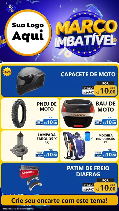 Modelo de TV para TV Vertical com o tema Março Imbatível para Moto peças
