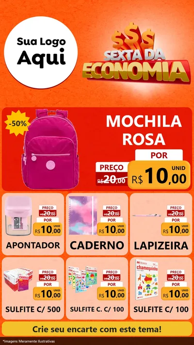 Modelo de Rede Social para Stories com o tema Sexta da Economia para Papelaria