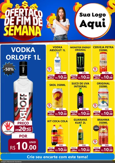 Modelo de Encarte para Encarte A4 Vertical com o tema Ofertaço de Fim de Semana para Distribuidora de bebidas