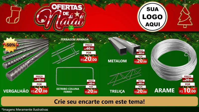 Modelo de TV para TV Horizontal com o tema Ofertas de Natal para Ferragens