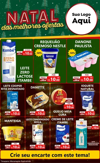 Modelo de Encarte para Encarte Grande com o tema Natal das Melhores Ofertas para Frios e Laticínios