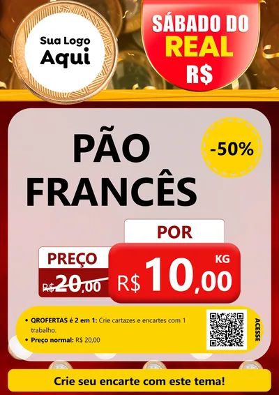 Modelo de Cartaz para Cartaz A4 Vertical com o tema Sábado do Real para Padaria