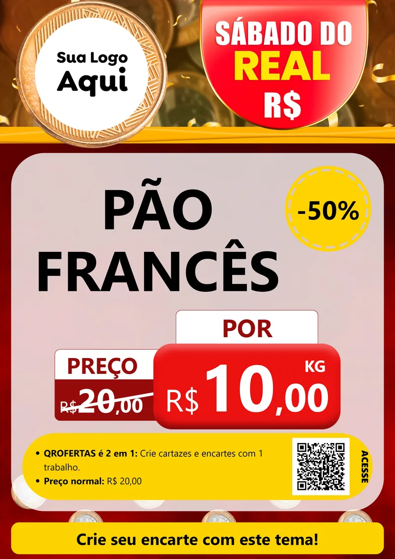 Modelo de Cartaz para Cartaz A4 Vertical com o tema Sábado do Real para Padaria