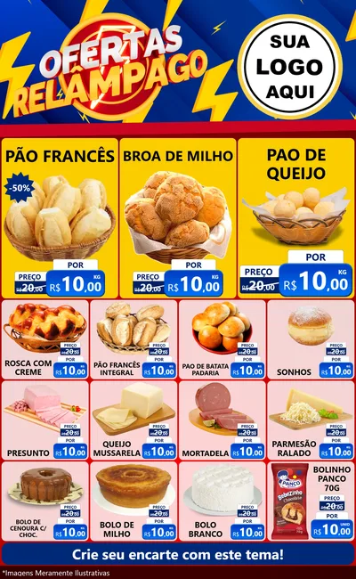 Modelo de Encarte para Encarte Grande com o tema Ofertas Relâmpago para Padaria
