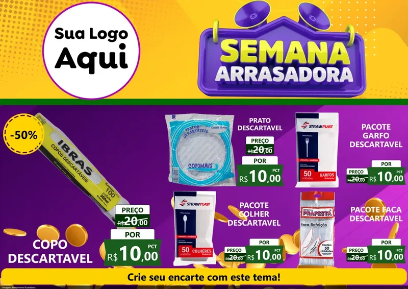 Modelo de Encarte para Encarte A4 Horizontal com o tema Semana Arrasadora para Embalagens