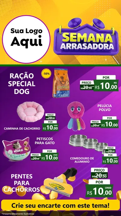 Modelo de TV para TV Vertical com o tema Semana Arrasadora para Pet Shop