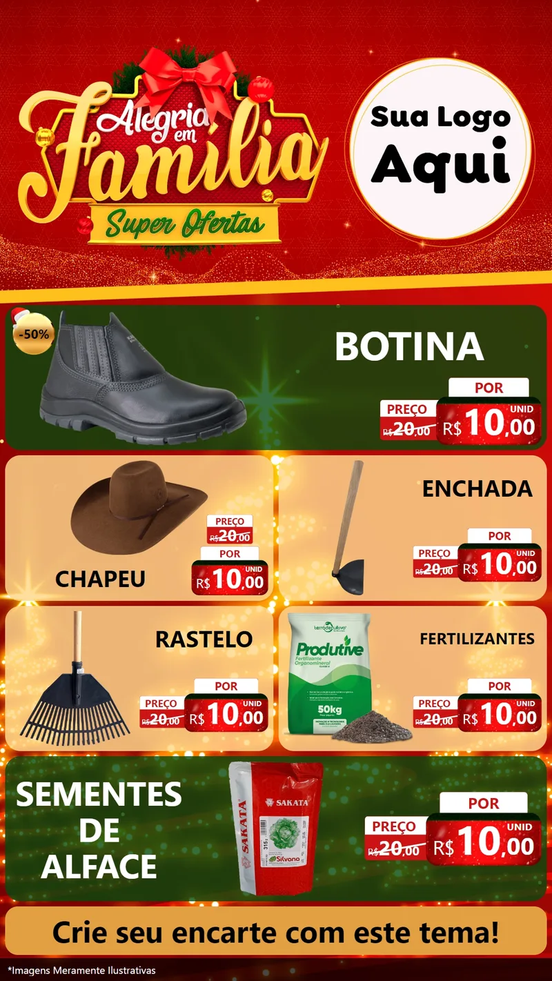 Modelo de TV para TV Vertical com o tema Alegria em Família Super Ofertas - Natal para Agropecuária