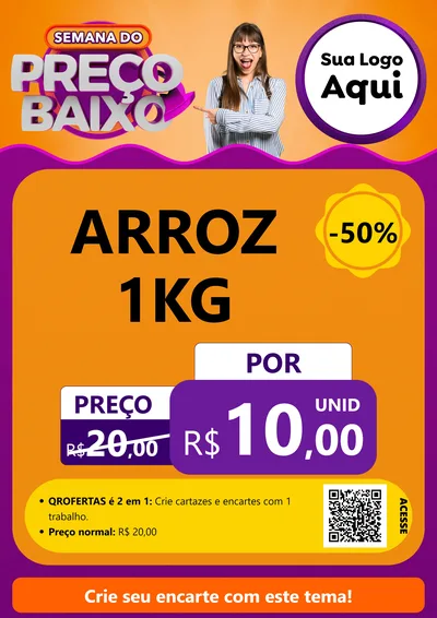 Modelo de Cartaz para Cartaz A4 Vertical com o tema Semana do Preço Baixo para Supermercado