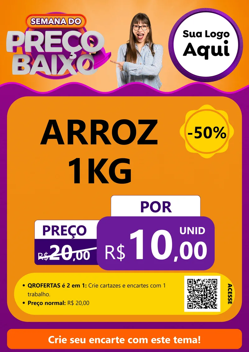 Modelo de Cartaz para Cartaz A4 Vertical com o tema Semana do Preço Baixo para Supermercado