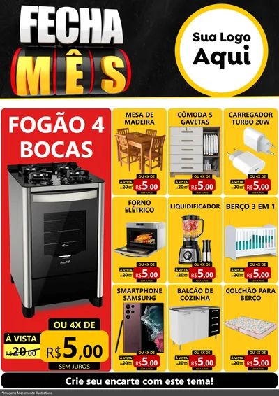 Modelo de Encarte para Encarte A4 Vertical com o tema Fecha Mês para Móveis e Eletro