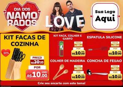 Modelo de Encarte para Encarte A4 Horizontal com o tema Dia dos Namorados para Utilidades Domésticas