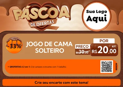 Modelo de Cartaz para Cartaz A4 Horizontal com o tema Páscoa de Ofertas para Cama, Mesa e Banho