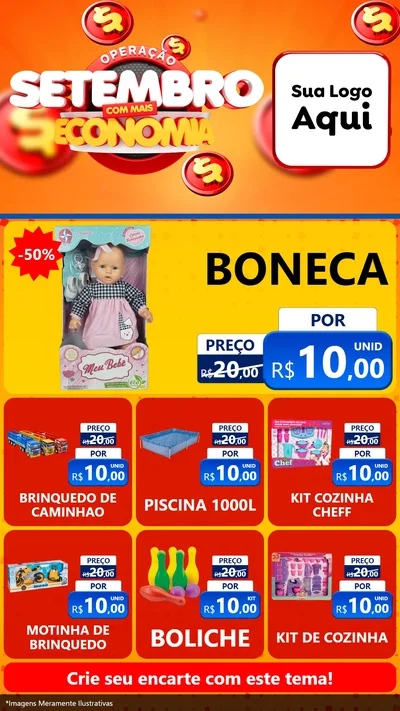 Modelo de Rede Social para Stories com o tema Operação Setembro Com Muita Economia para Brinquedos