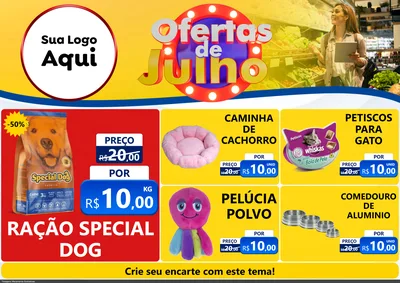 Modelo de Encarte para Encarte A4 Horizontal com o tema Ofertas de Julho para Pet Shop