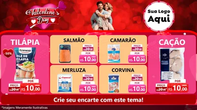 Modelo de TV para TV Horizontal com o tema Valentine's Day para Peixaria