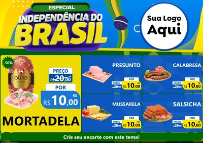 Modelo de Encarte para Encarte A4 Horizontal com o tema Especial Independência do Brasil para Frios e Laticínios