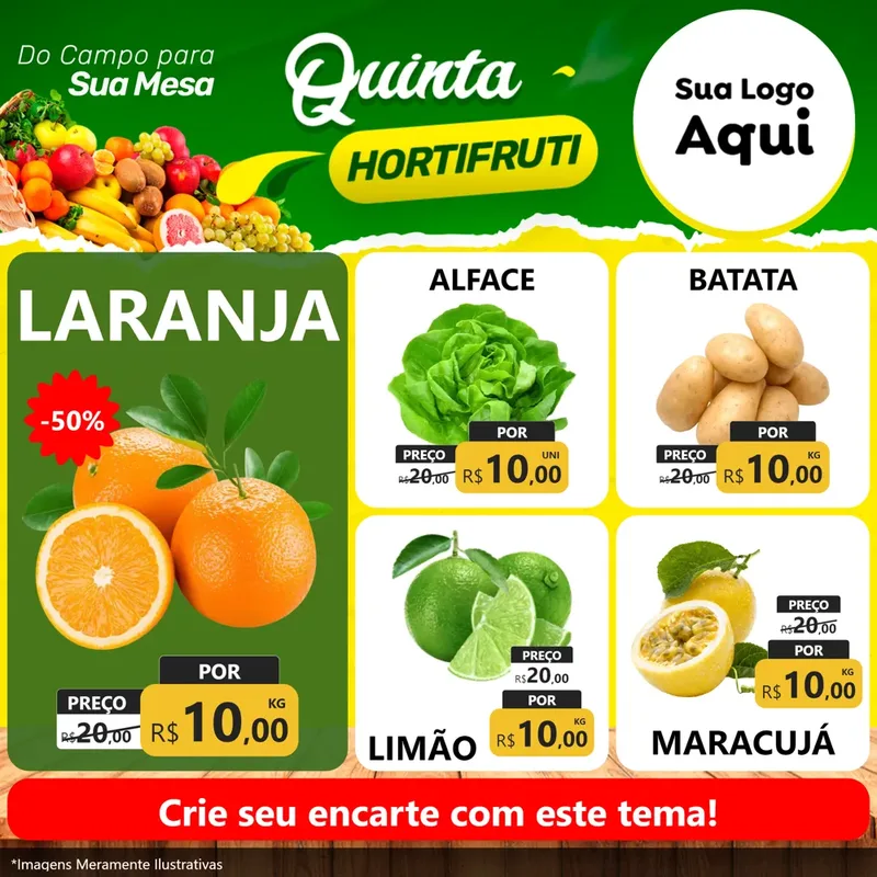 Modelo de Rede Social para Feed Facebook com o tema Quinta hortifruti para Hortifrúti