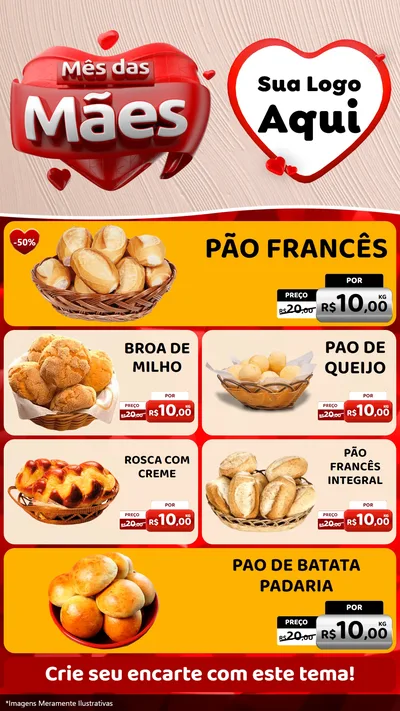 Modelo de TV para TV Vertical com o tema Mês das Mães para Padaria