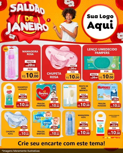 Modelo de Rede Social para Feed Instagram com o tema Saldão de Janeiro para Bebês