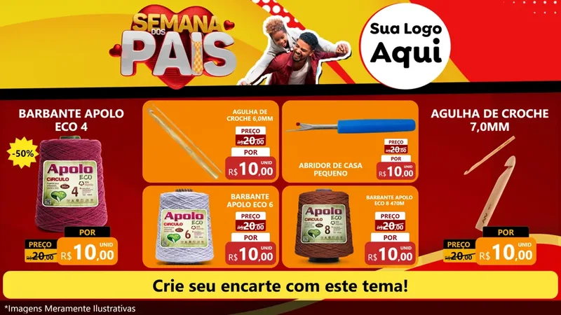 Modelo de TV para TV Horizontal com o tema Semana Dos Pais para Armarinho e Aviamentos