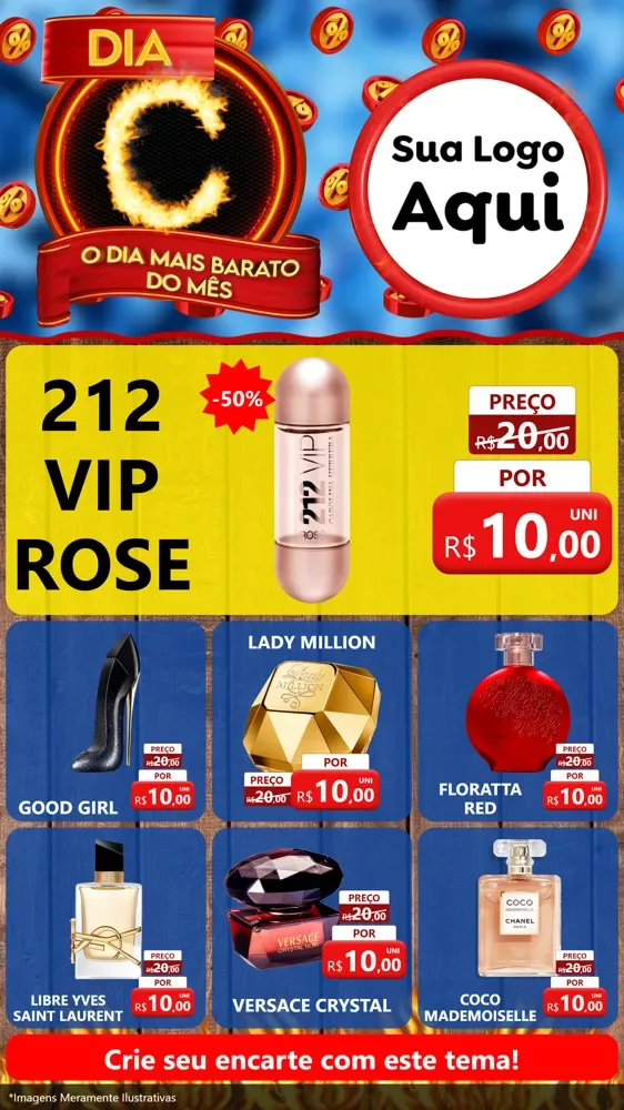 Modelo de Rede Social para Stories com o tema Dia C - O Dia Mais Barato Do Mês para Perfumes