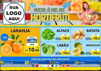 Modelo de Encarte para Encarte A4 Horizontal com o tema Sexta É Dia de Hortifruti para Hortifrúti