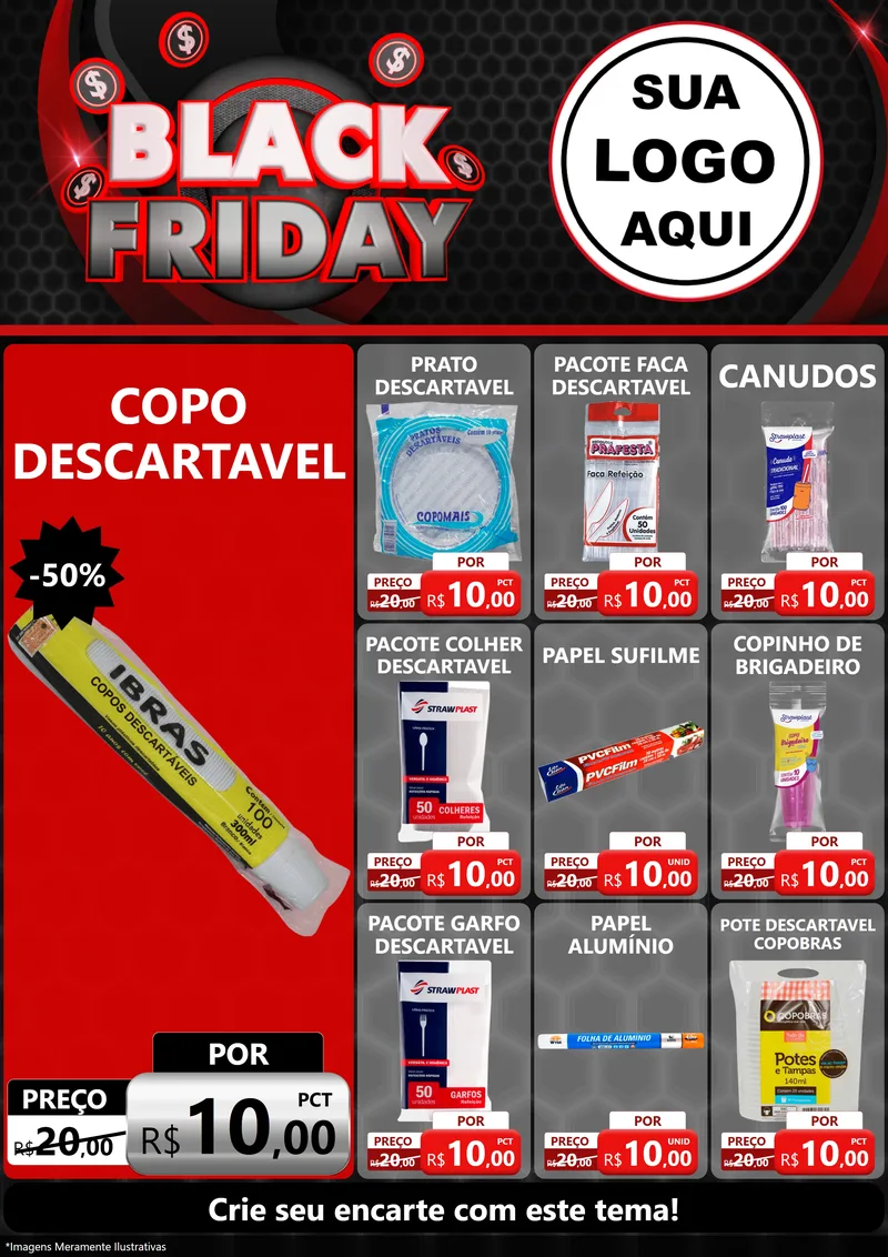 Modelo de Encarte para Encarte A4 Vertical com o tema Black Friday para Embalagens