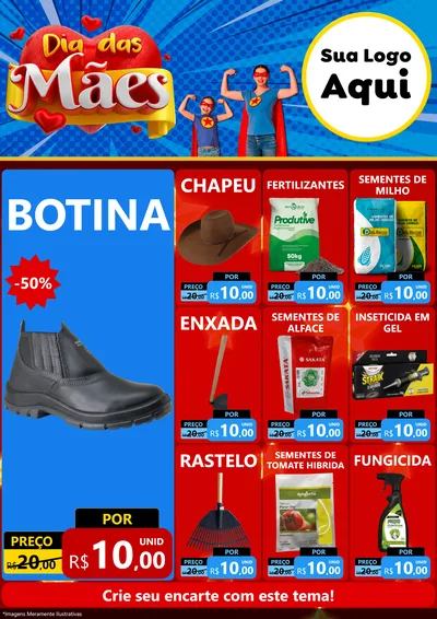 Modelo de Encarte para Encarte A4 Vertical com o tema Dia das Mães para Agropecuária