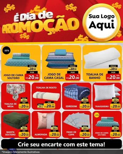 Modelo de Rede Social para Feed Instagram com o tema É Dia De Promoção para Cama, Mesa e Banho