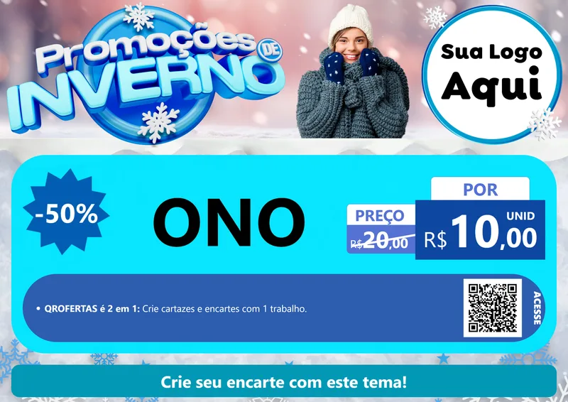 Modelo de Cartaz para Cartaz A4 Horizontal com o tema Promoções de Inverno para Óticas