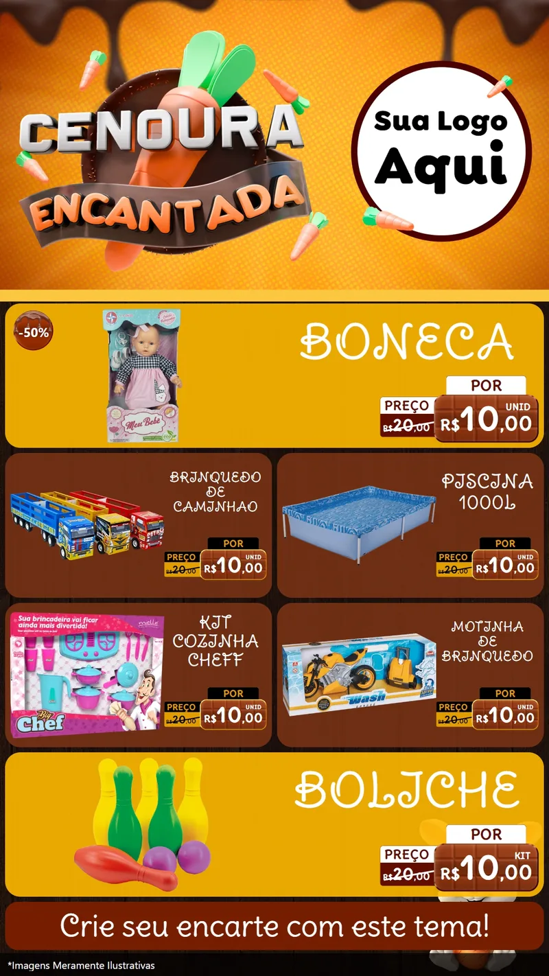 Modelo de TV para TV Vertical com o tema Cenoura Encantada - Páscoa para Brinquedos
